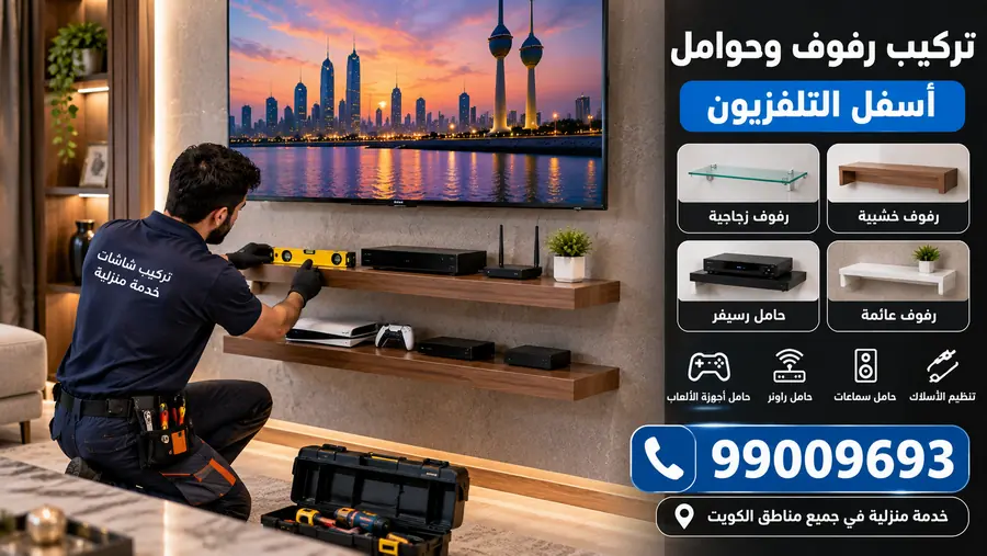 تركيب رفوف وحامل رسيفر أسفل التلفزيون